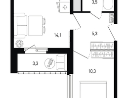 Продается 1-комнатная квартира ЖК 5 элемент Аске, лит 5-11 стр.2, сек.5,6, 34.9  м², 4596330 рублей