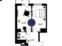 Продается 1-комнатная квартира ЖК Сезоны, 41.4 м², 6950000 рублей