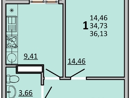 Продается 1-комнатная квартира ЖК Frame (Фрейм), 11Б, 36.13  м², 6413075 рублей