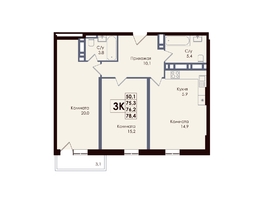 Продается 3-комнатная квартира ЖК ACADEMIA (Академия), 76.2  м², 11201400 рублей