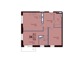 Продается 3-комнатная квартира ЖК ACADEMIA (Академия), 68.6  м², 10084200 рублей