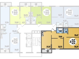 Продается 3-комнатная квартира ЖК Суворовский, литера 02, 76.78  м², 8790938 рублей