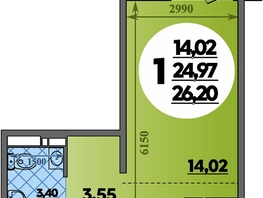 Продается Студия ЖК Суворовский, литера 23, 26.2  м², 3903680 рублей