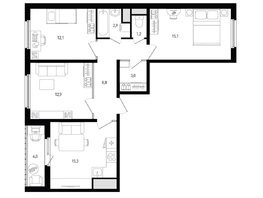 Продается 3-комнатная квартира ЖК Левенцовка Парк, лит 8-11 стр.2, сек.4,5, 73.3  м², 9917490 рублей