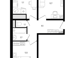 Продается 2-комнатная квартира ЖК Левенцовка Парк, лит 8-11 стр.2, сек.4,5, 46.8  м², 6865560 рублей