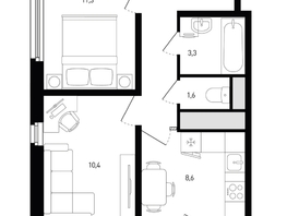 Продается 2-комнатная квартира ЖК Левенцовка Парк, лит 8-11 стр.2, сек.4,5, 44.7  м², 5757360 рублей