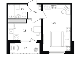 Продается 1-комнатная квартира ЖК 5 элемент Аске, лит 5-12 стр.1, сек.1,2, 32  м², 4304000 рублей