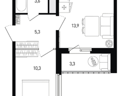 Продается 1-комнатная квартира ЖК 5 элемент Аске, лит 5-12 стр.2, сек.3,4,5,6, 34.8  м², 5665440 рублей