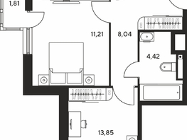 Продается 3-комнатная квартира ЖК Гринсайд, 5.1-5.5, 53.85  м², 8540000 рублей