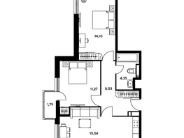 Продается 3-комнатная квартира ЖК Гринсайд, 5.1-5.5, 53.85  м², 7220000 рублей