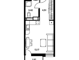 Продается Студия ЖК Гринсайд, 5.1-5.5, 22.48  м², 4620000 рублей
