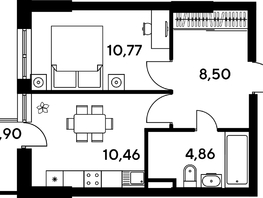 Продается 1-комнатная квартира ЖК Малина Парк, дом 4, 37.3  м&sup2;, 6090000 рублей