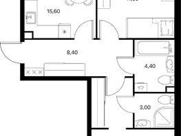 Продается 2-комнатная квартира ЖК Эстет, литер 49.2, 63.2  м&sup2;, 9028752 рублей