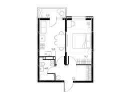 Продается 1-комнатная квартира ЖК Панорама на Театральном, литера 1, 38.3  м², 6231410 рублей