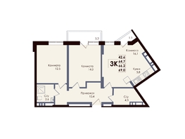 Продается 3-комнатная квартира ЖК ACADEMIA (Академия), 1 этап, 66.29  м&sup2;, 10274950 рублей