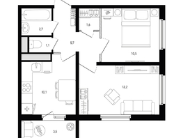Продается 2-комнатная квартира ЖК Левенцовка Парк, лит 8-11 стр.2, сек.4,5, 46  м&sup2;, 7498000 рублей