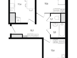 Продается 2-комнатная квартира ЖК 5 элемент Аске, лит 5-11 стр.1, сек.1,2,3,4, 51.6  м&sup2;, 6269400 рублей