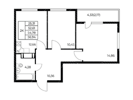 Продается 2-комнатная квартира ЖК Звезда Столицы 2, 56.94  м&sup2;, 9565920 рублей