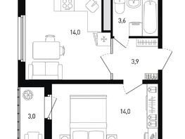 Продается 1-комнатная квартира ЖК 5 элемент Аске, лит 5-12 стр.2, сек.3,4,5,6, 37.2  м&sup2;, 6275640 рублей