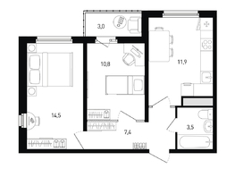 Продается 2-комнатная квартира ЖК 5 элемент Аске, лит 5-12 стр.1, сек.1,2, 49.9  м&sup2;, 6382210 рублей