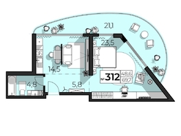 Продается Апартамент АК Sky Plaza (Скай Плаза), 5.0, 69.7  м&sup2;, 33456000 рублей