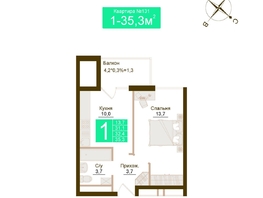 Продается 1-комнатная квартира ЖК Солнечный парк, дом 7, 32.4  м&sup2;, 5346000 рублей
