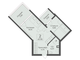 Продается Апартамент АК Тамерун, корп 2, 47.7  м&sup2;, 16636806 рублей