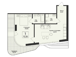 Продается 2-комнатная квартира ЖК Нега, 72.3  м&sup2;, 29661798 рублей