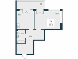 Продается 1-комнатная квартира ЖК Вилла Маяк, дом 3, 60.8  м&sup2;, 17960000 рублей